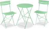 Arteva Living: 3-Piece Bistro Set, Space Saving Folding Design, Solid Steel, Outdoor Patio Furniture Set w/ 2 Chairs, Bistro Table - Sage