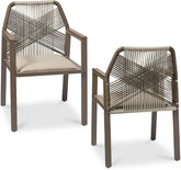 Arteva Living: Outdoor Dining Arm Chair Set of 2, Aluminum Frame with Armrest, All-Weather Woven Rope Chair Design - Charcoal/Graphite