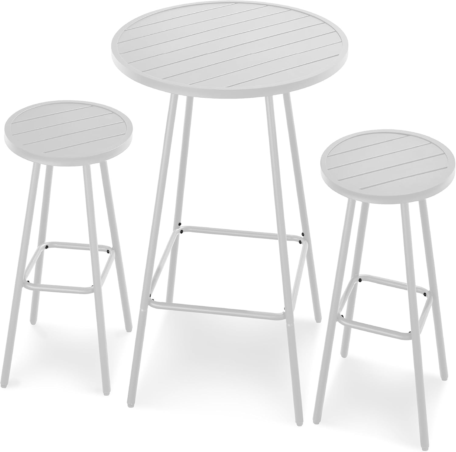 Arteva Living:  3-Piece Patio Dining Set, Bar Height, Outdoor Bistro Set, Outdoor Round Bar Table w/ 2 Bar Stools, Steel - Peacock Blue