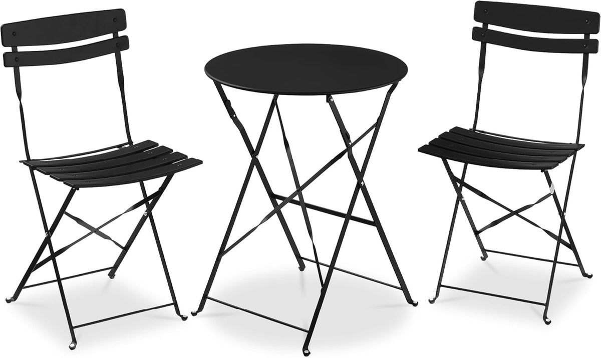 Arteva Living:  3-Piece Bistro Set, Space Saving Folding Design, Solid Steel, Outdoor Patio Furniture Set w/ 2 Chairs, Bistro Table - Sage