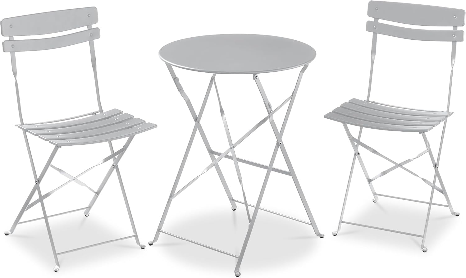 Arteva Living:  3-Piece Bistro Set, Space Saving Folding Design, Solid Steel, Outdoor Patio Furniture Set w/ 2 Chairs, Bistro Table - Sage