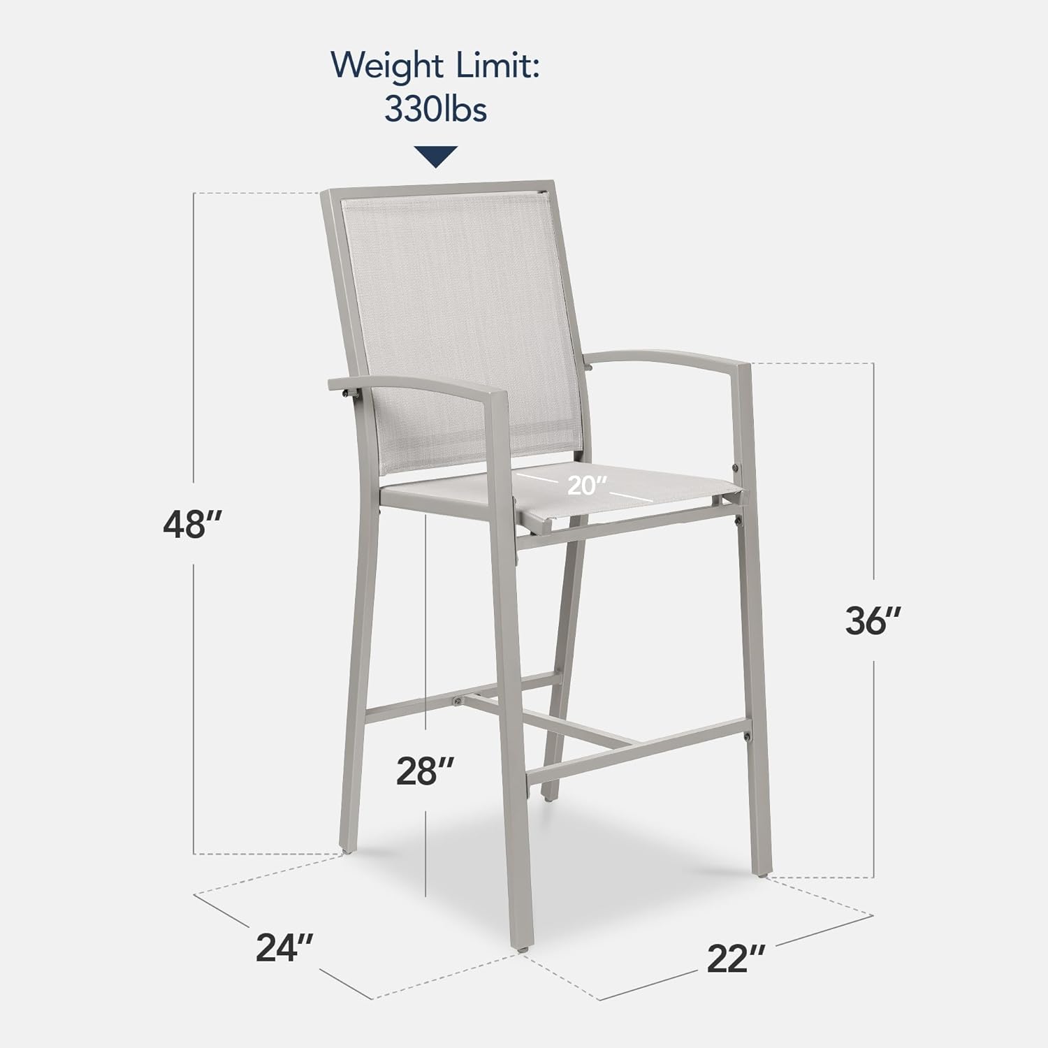 Arteva Living:  Outdoor Bar Stools Set of 2, Bar Height, Patio Furniture, All Weather Mesh Design w/Armrest - Black/Navy