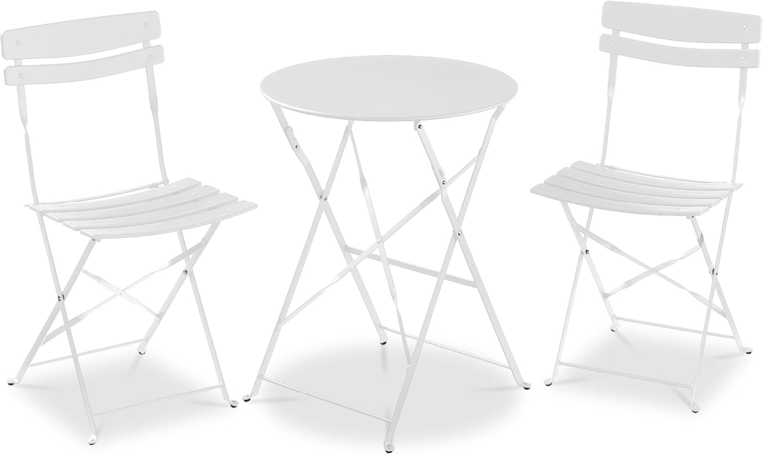 Arteva Living:  3-Piece Bistro Set, Space Saving Folding Design, Solid Steel, Outdoor Patio Furniture Set w/ 2 Chairs, Bistro Table - Sage