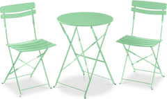 Arteva Living:  3-Piece Bistro Set, Space Saving Folding Design, Solid Steel, Outdoor Patio Furniture Set w/ 2 Chairs, Bistro Table - Sage