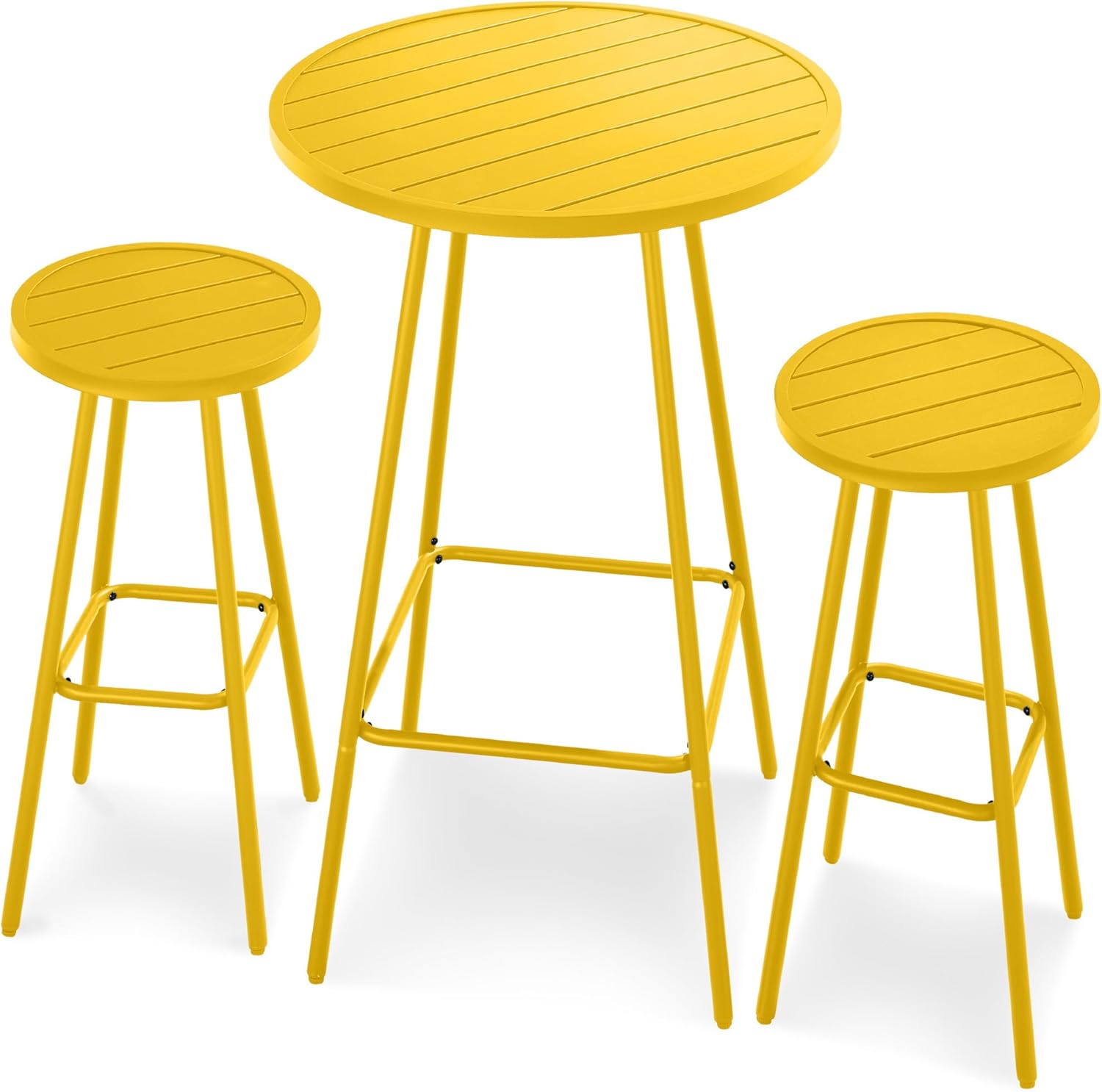 Arteva Living:  3-Piece Patio Dining Set, Bar Height, Outdoor Bistro Set, Outdoor Round Bar Table w/ 2 Bar Stools, Steel - Peacock Blue