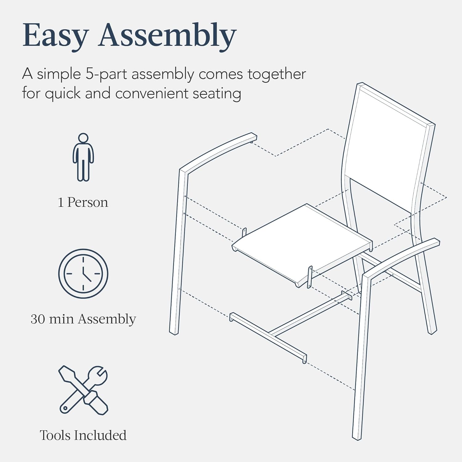 Arteva Living:  Outdoor Bar Stools Set of 2, Bar Height, Patio Furniture, All Weather Mesh Design w/Armrest - Black/Navy