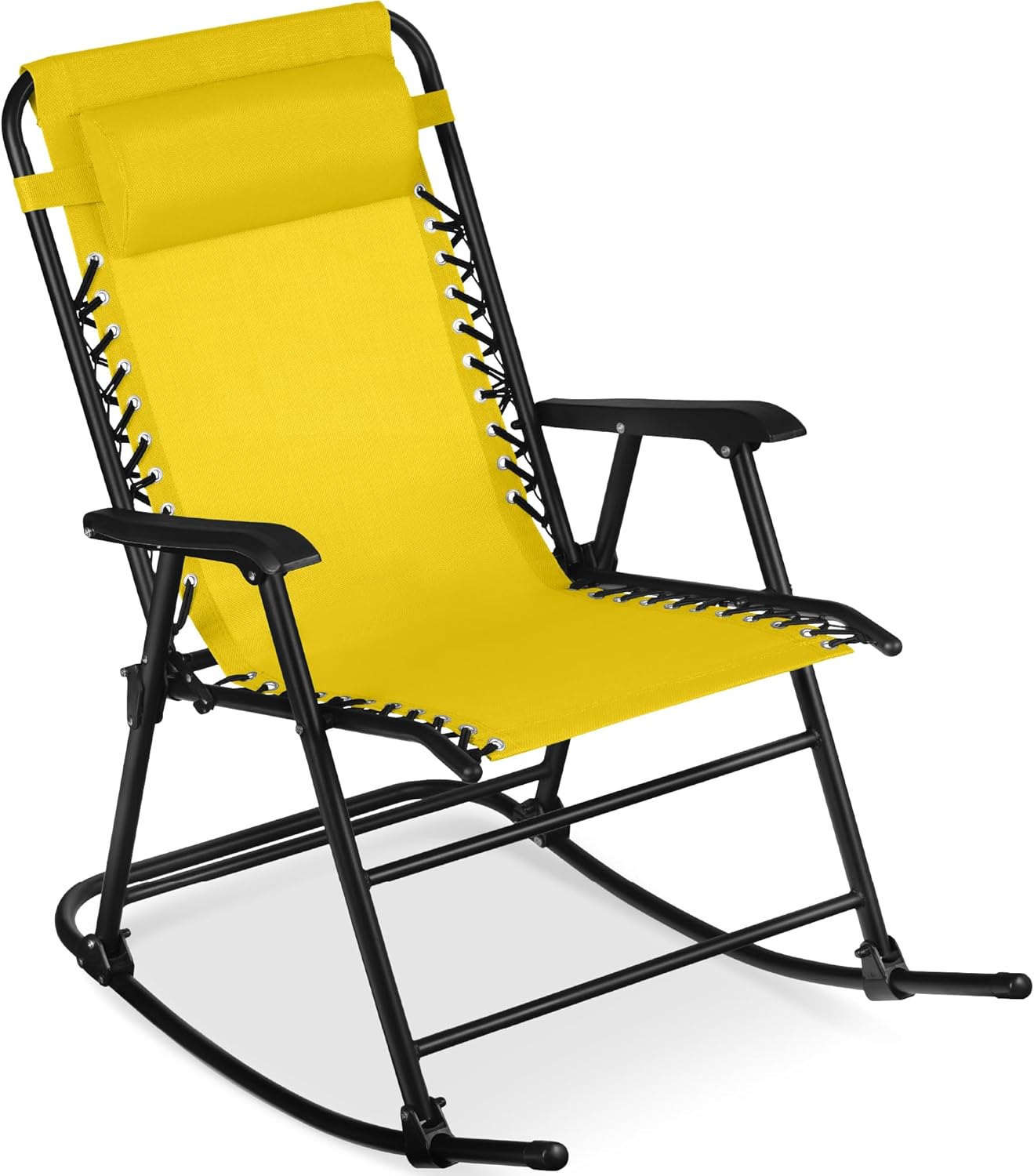 Arteva Living:  Outdoor Folding Rocking Chair, Zero Gravity Lounge Chair, Patio Rocker w/Headrest Pillow - Peacock Blue