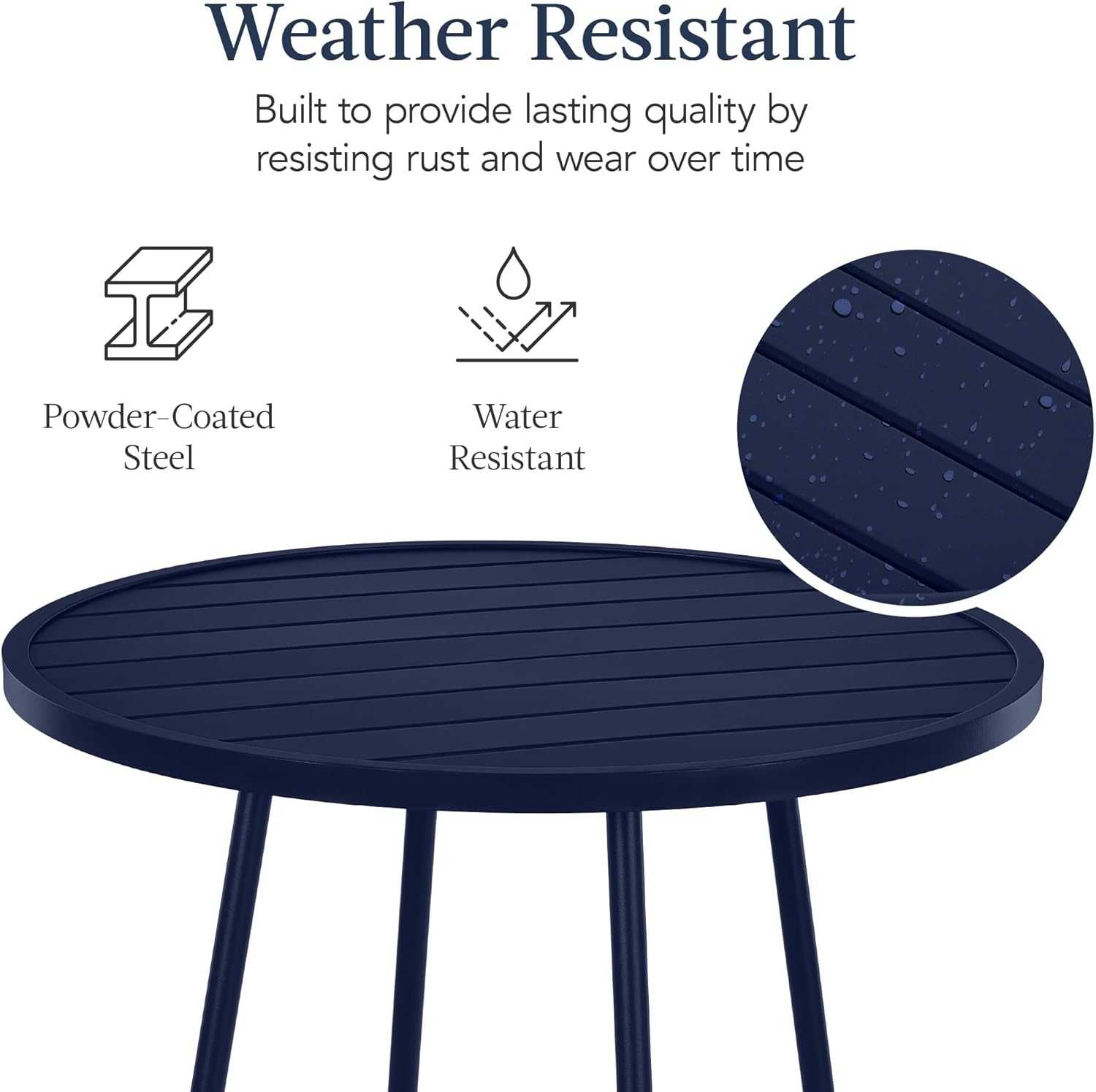Arteva Living:  3-Piece Patio Dining Set, Bar Height, Outdoor Bistro Set, Outdoor Round Bar Table w/ 2 Bar Stools, Steel - Peacock Blue