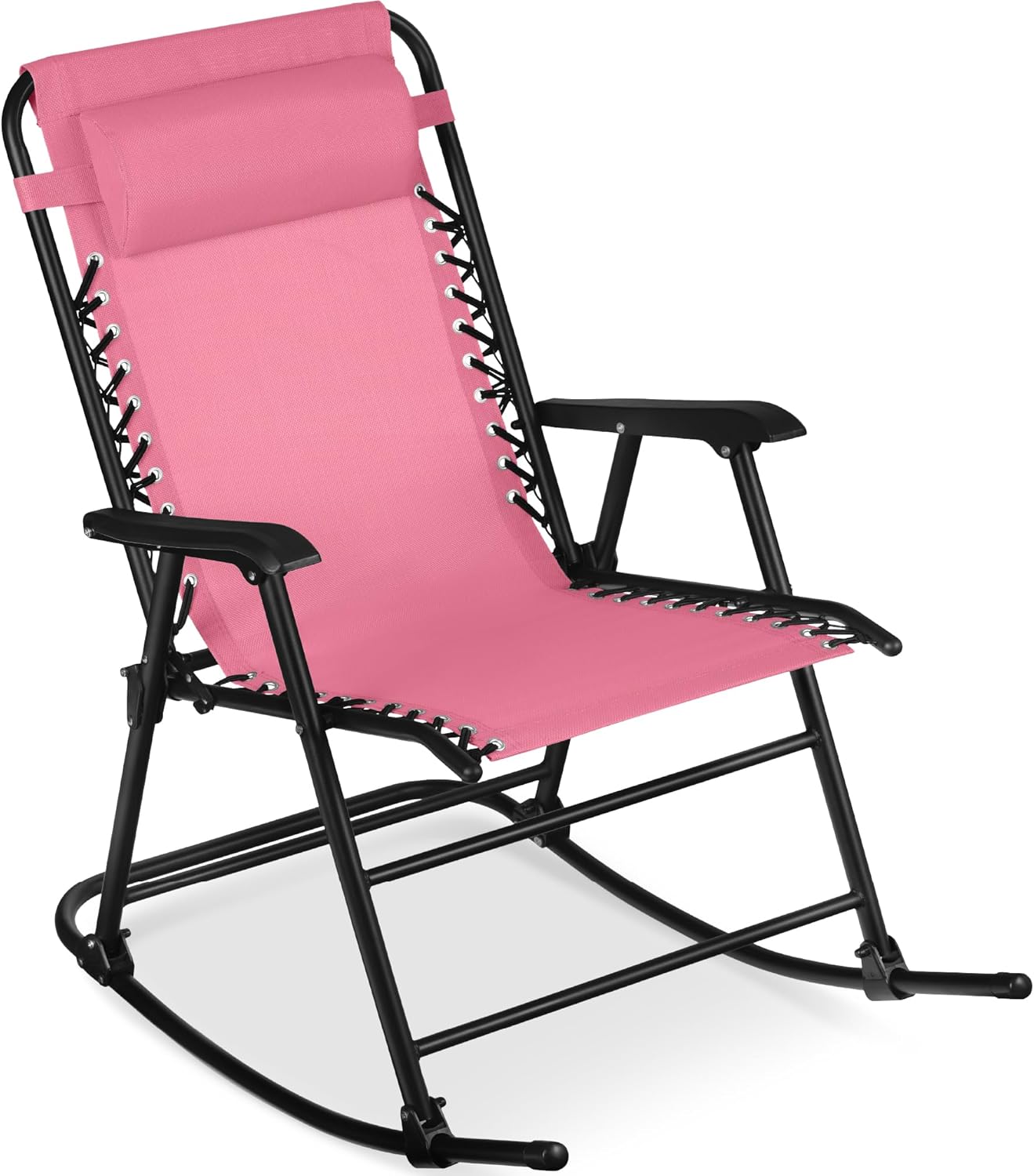 Arteva Living:  Outdoor Folding Rocking Chair, Zero Gravity Lounge Chair, Patio Rocker w/Headrest Pillow - Peacock Blue