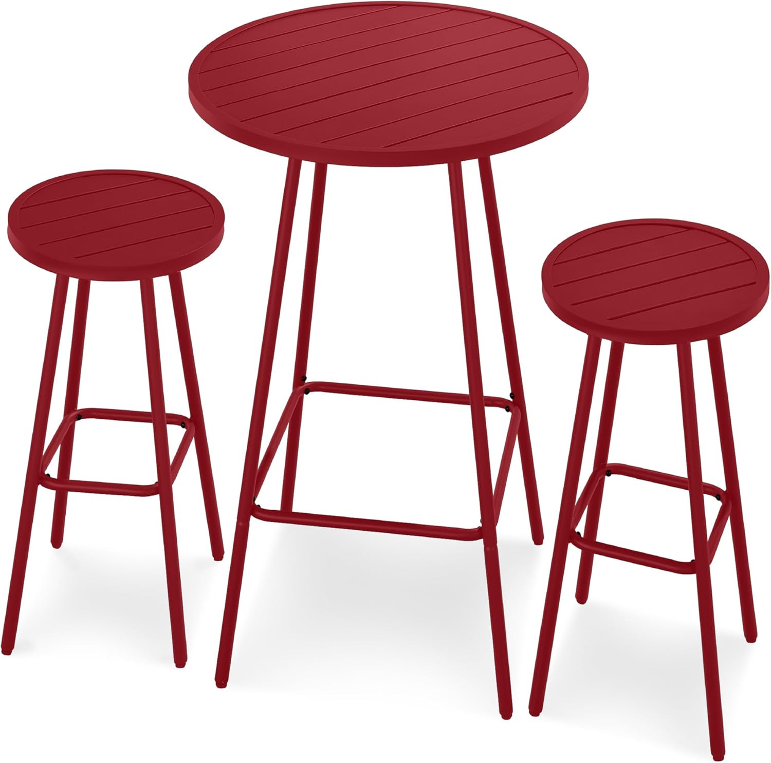 Arteva Living:  3-Piece Patio Dining Set, Bar Height, Outdoor Bistro Set, Outdoor Round Bar Table w/ 2 Bar Stools, Steel - Peacock Blue