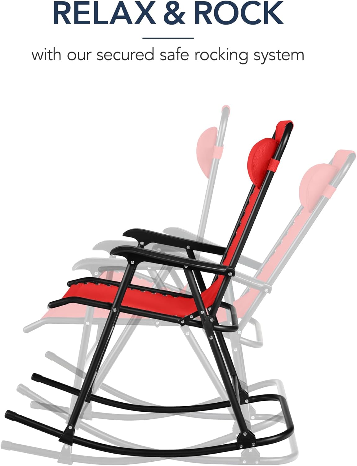 Arteva Living:  Outdoor Folding Rocking Chair, Zero Gravity Lounge Chair, Patio Rocker w/Headrest Pillow - Peacock Blue