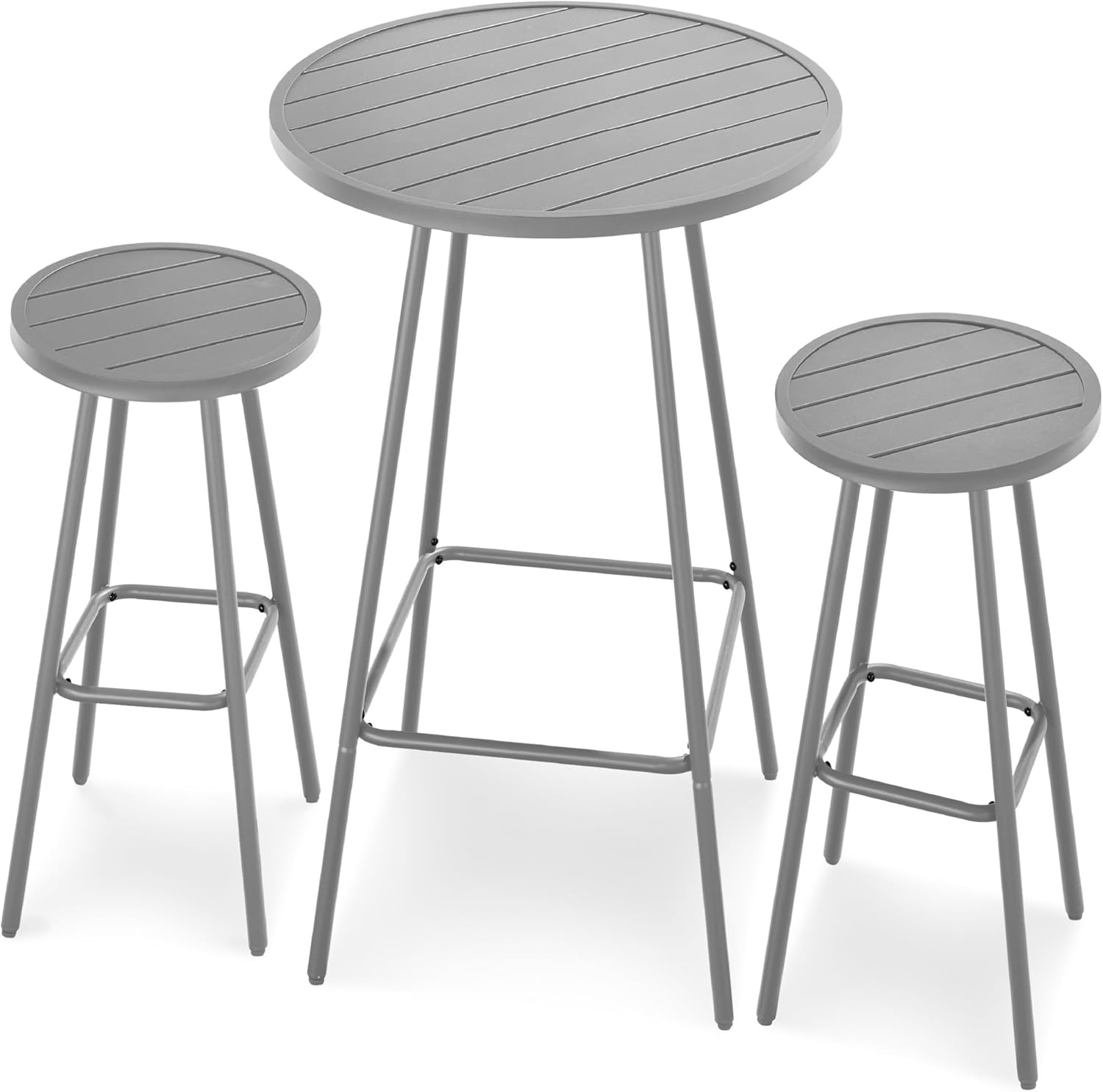 Arteva Living:  3-Piece Patio Dining Set, Bar Height, Outdoor Bistro Set, Outdoor Round Bar Table w/ 2 Bar Stools, Steel - Peacock Blue