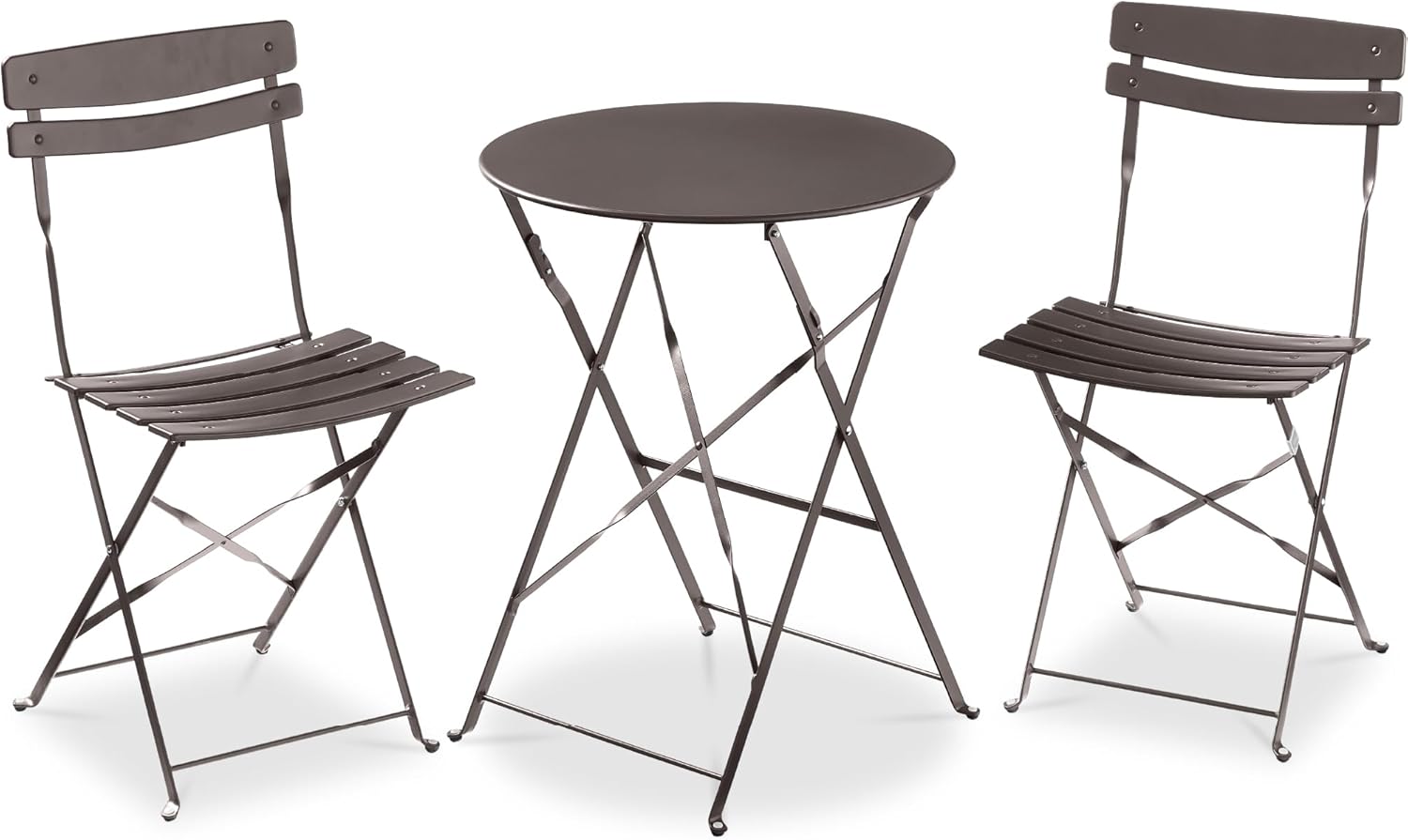Arteva Living:  3-Piece Bistro Set, Space Saving Folding Design, Solid Steel, Outdoor Patio Furniture Set w/ 2 Chairs, Bistro Table - Sage