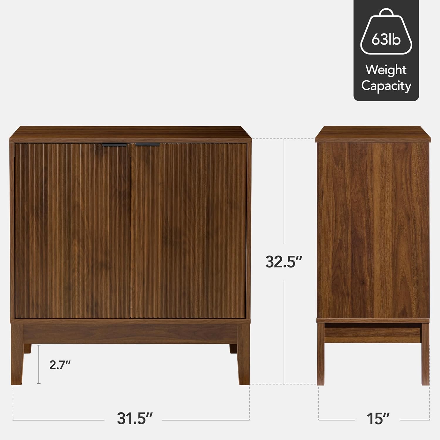 Arteva Living:  4-Door Large Reeded Storage Cabinet, Buffet Sideboard, Media Cabinet, Cupboard, Accent Console Table w/Adjustable Shelves – Natural