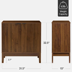 Arteva Living:  4-Door Large Reeded Storage Cabinet, Buffet Sideboard, Media Cabinet, Cupboard, Accent Console Table w/Adjustable Shelves – Natural