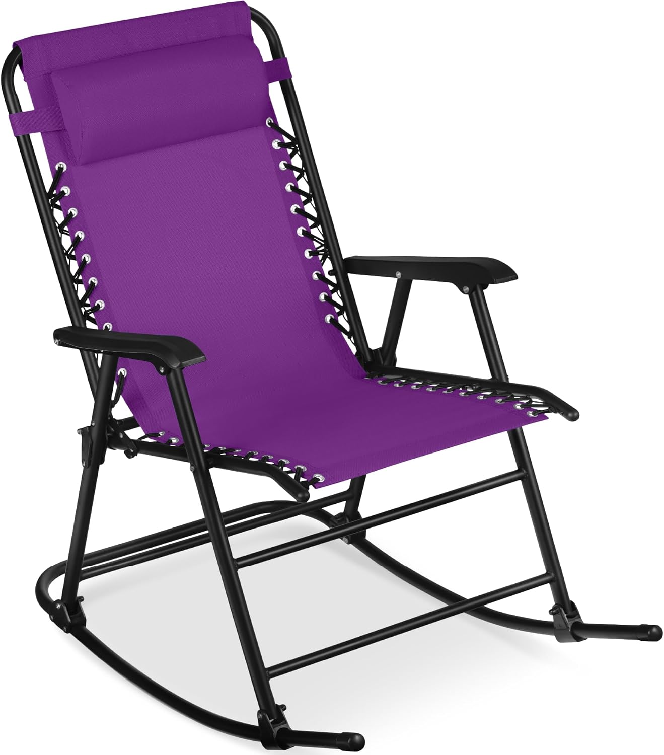 Arteva Living:  Outdoor Folding Rocking Chair, Zero Gravity Lounge Chair, Patio Rocker w/Headrest Pillow - Peacock Blue
