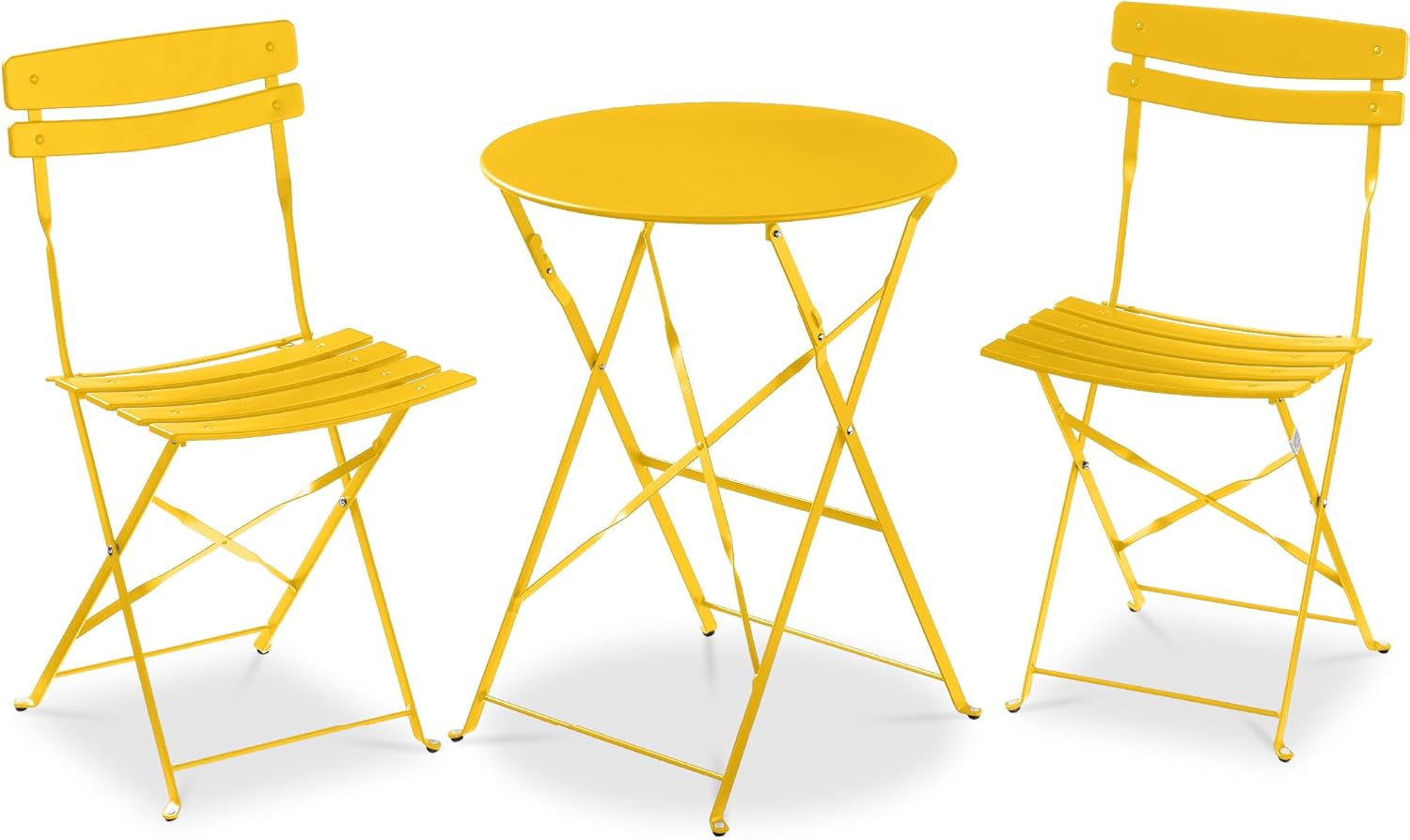 Arteva Living:  3-Piece Bistro Set, Space Saving Folding Design, Solid Steel, Outdoor Patio Furniture Set w/ 2 Chairs, Bistro Table - Sage