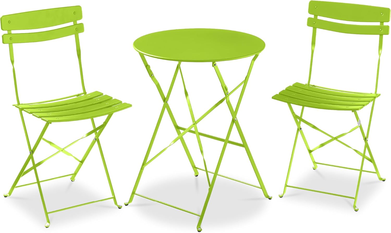 Arteva Living:  3-Piece Bistro Set, Space Saving Folding Design, Solid Steel, Outdoor Patio Furniture Set w/ 2 Chairs, Bistro Table - Sage