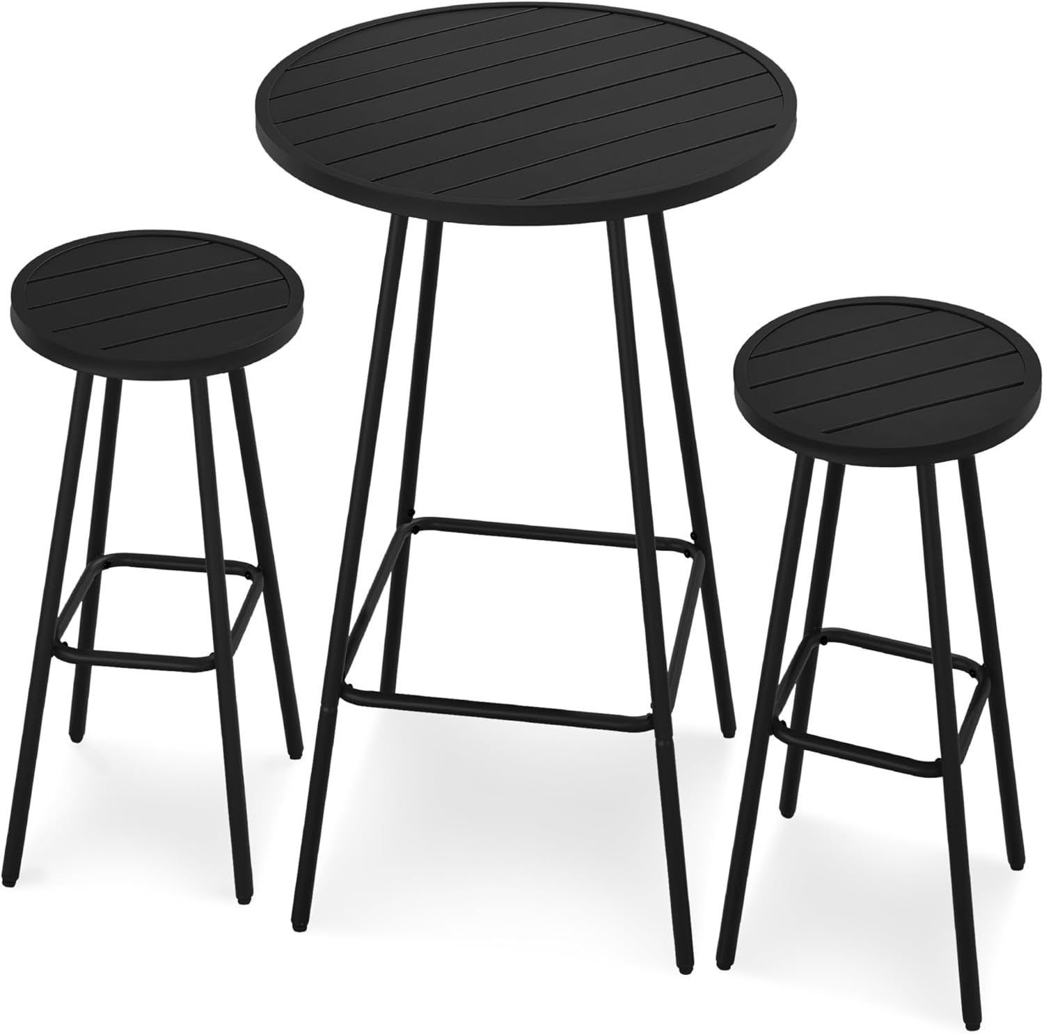 Arteva Living:  3-Piece Patio Dining Set, Bar Height, Outdoor Bistro Set, Outdoor Round Bar Table w/ 2 Bar Stools, Steel - Peacock Blue