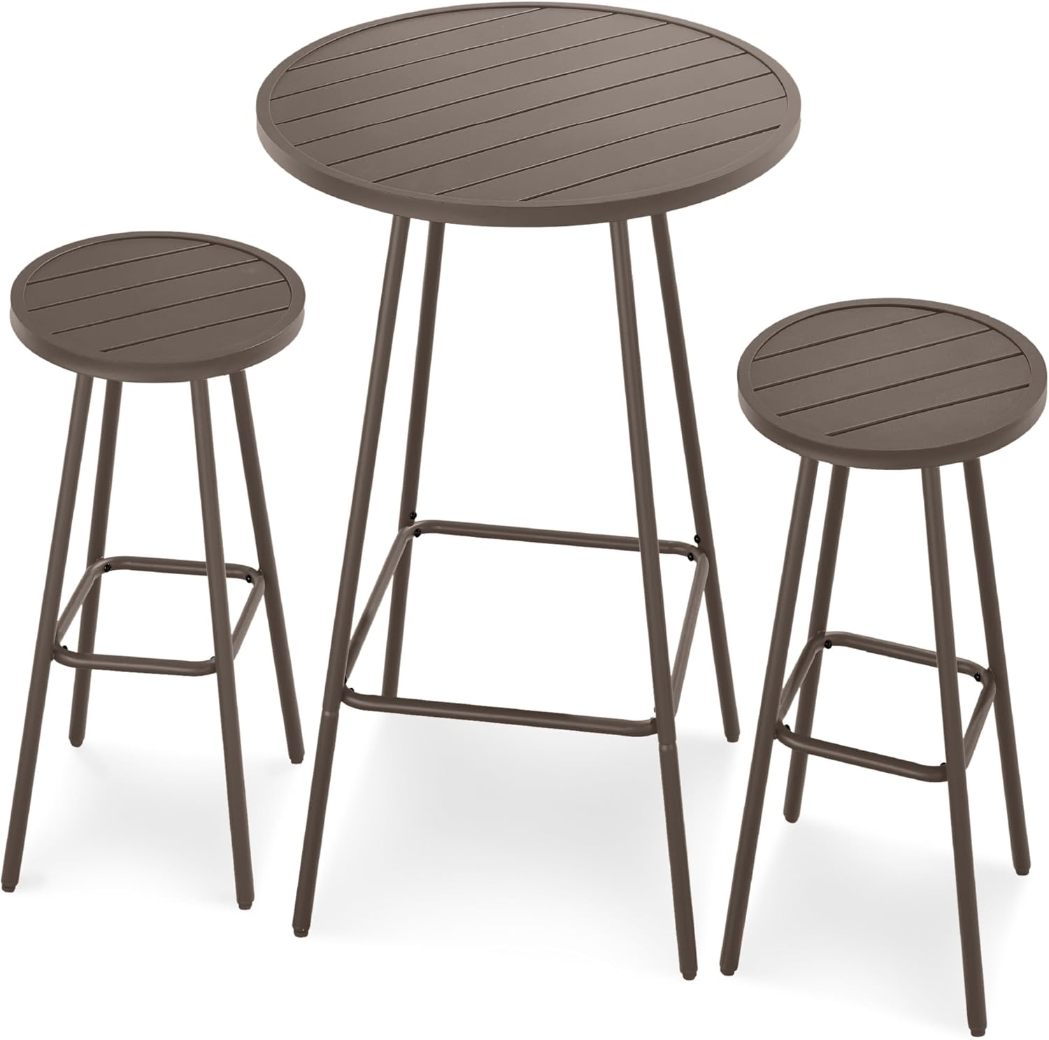 Arteva Living:  3-Piece Patio Dining Set, Bar Height, Outdoor Bistro Set, Outdoor Round Bar Table w/ 2 Bar Stools, Steel - Peacock Blue