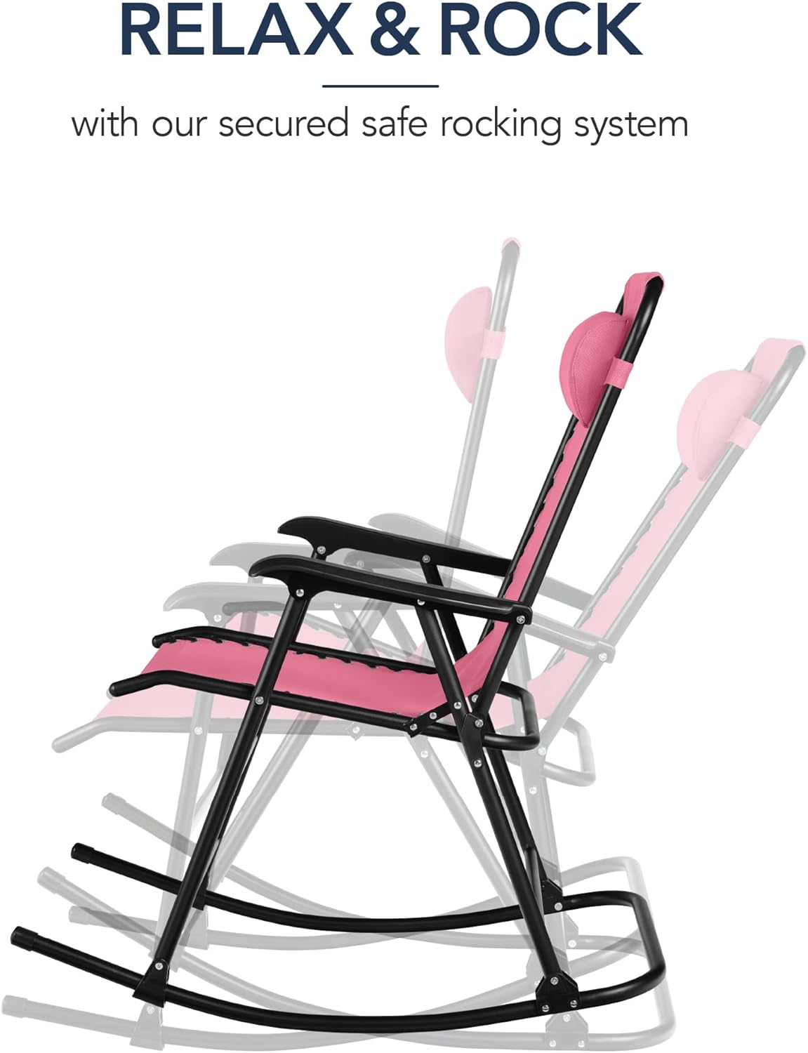 Arteva Living:  Outdoor Folding Rocking Chair, Zero Gravity Lounge Chair, Patio Rocker w/Headrest Pillow - Peacock Blue