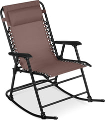 Arteva Living:  Outdoor Folding Rocking Chair, Zero Gravity Lounge Chair, Patio Rocker w/Headrest Pillow - Peacock Blue