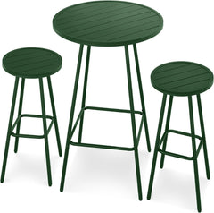 Arteva Living:  3-Piece Patio Dining Set, Bar Height, Outdoor Bistro Set, Outdoor Round Bar Table w/ 2 Bar Stools, Steel - Peacock Blue