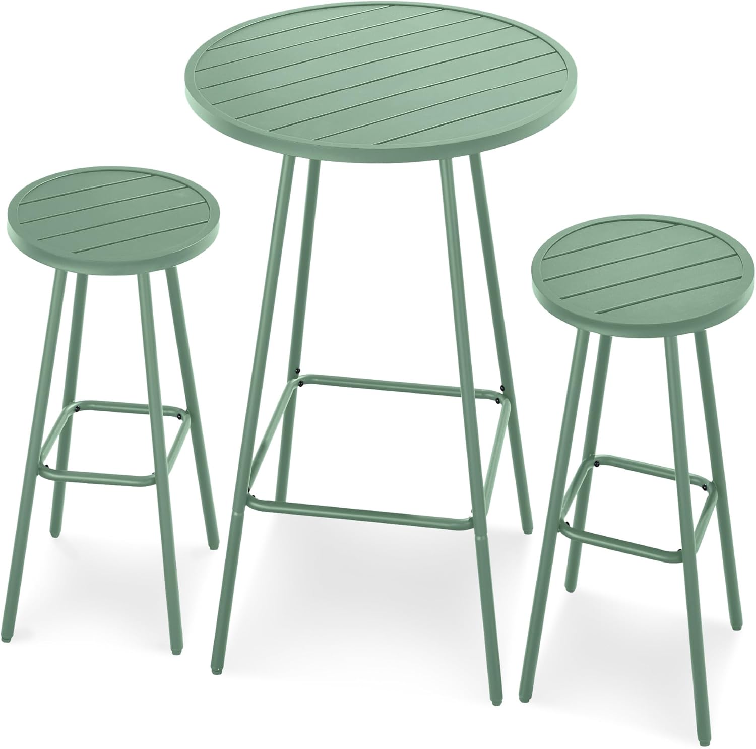 Arteva Living:  3-Piece Patio Dining Set, Bar Height, Outdoor Bistro Set, Outdoor Round Bar Table w/ 2 Bar Stools, Steel - Peacock Blue