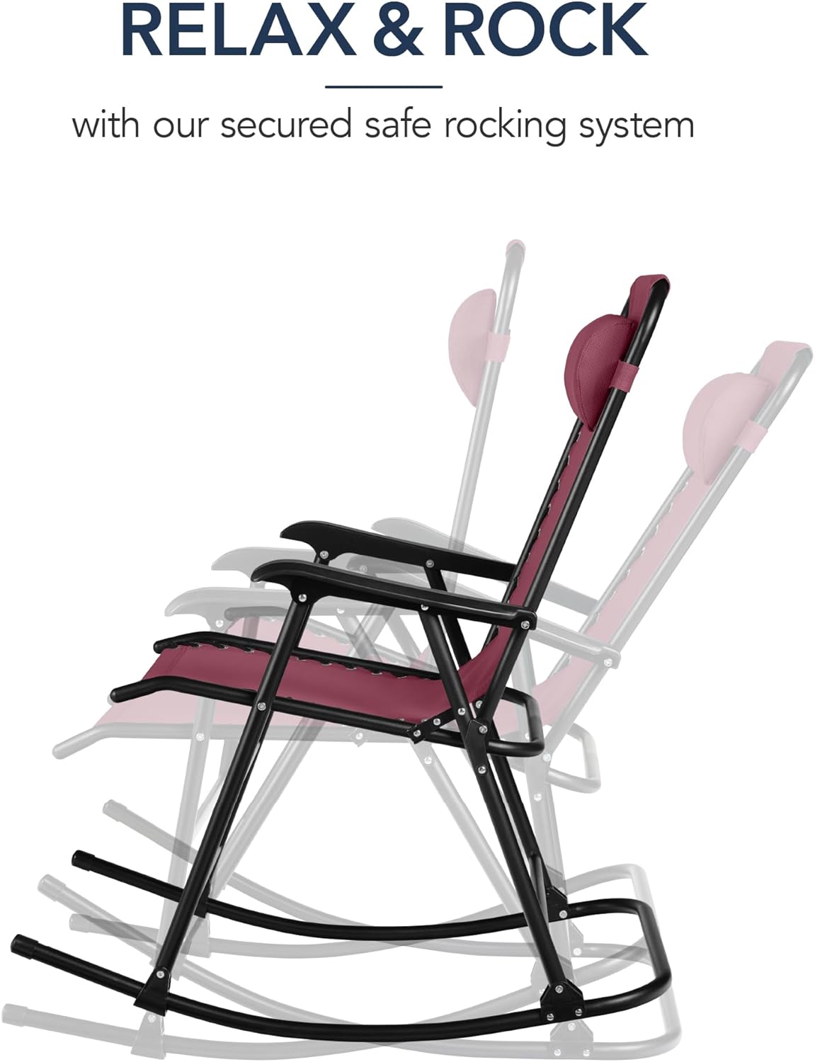 Arteva Living:  Outdoor Folding Rocking Chair, Zero Gravity Lounge Chair, Patio Rocker w/Headrest Pillow - Peacock Blue