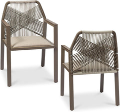 Arteva Living:  Outdoor Dining Arm Chair Set of 2, Aluminum Frame with Armrest, All-Weather Woven Rope Chair Design - Charcoal/Graphite