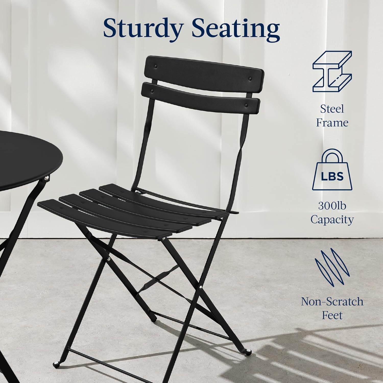 Arteva Living:  3-Piece Bistro Set, Space Saving Folding Design, Solid Steel, Outdoor Patio Furniture Set w/ 2 Chairs, Bistro Table - Sage