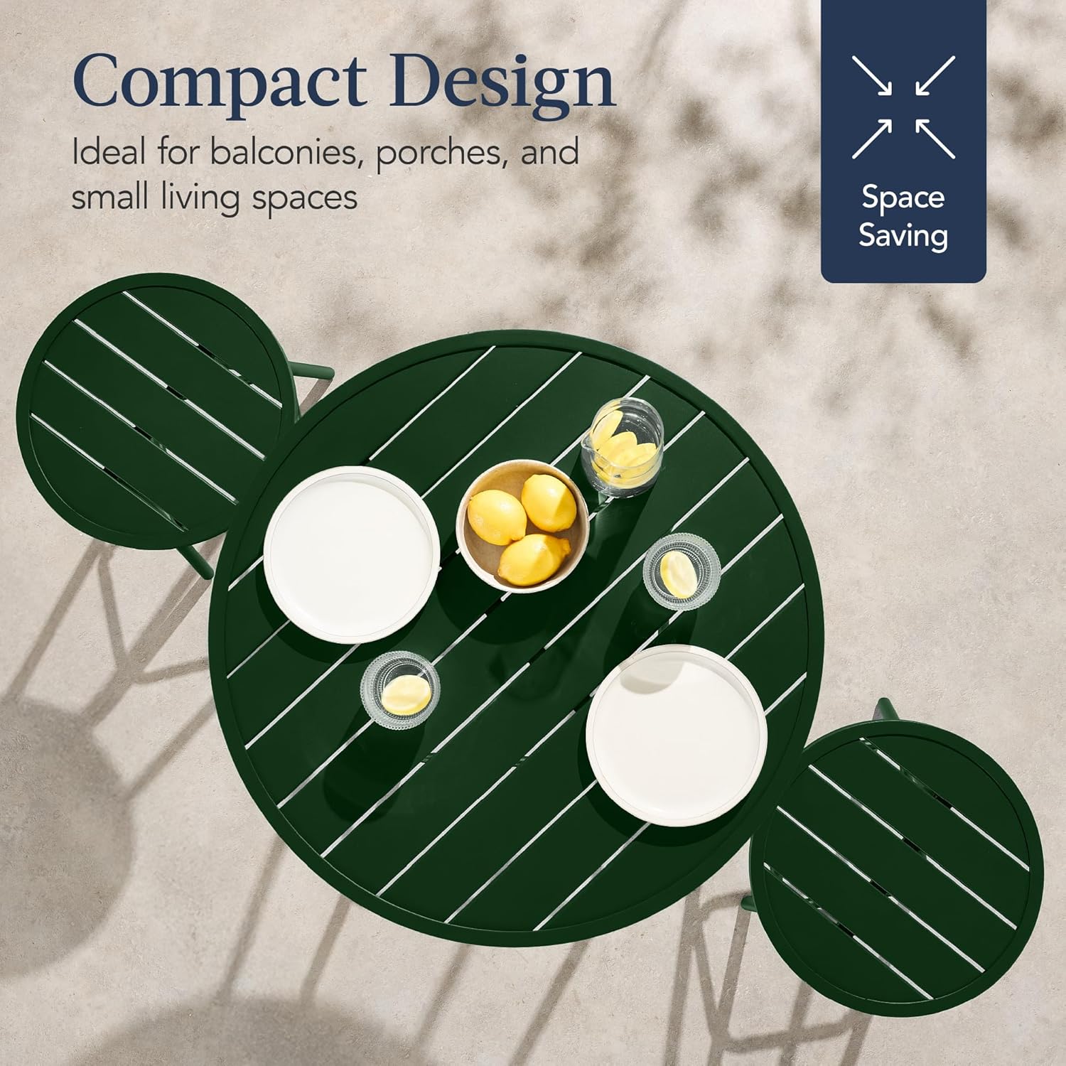 Arteva Living:  3-Piece Patio Dining Set, Bar Height, Outdoor Bistro Set, Outdoor Round Bar Table w/ 2 Bar Stools, Steel - Peacock Blue
