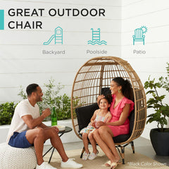 Arteva Living:  Wicker Egg Chair, Oversized Indoor Outdoor Lounger for Patio, Backyard, Living Room w/ 4 Cushions, Steel Frame, 440lb Capacity - Sage