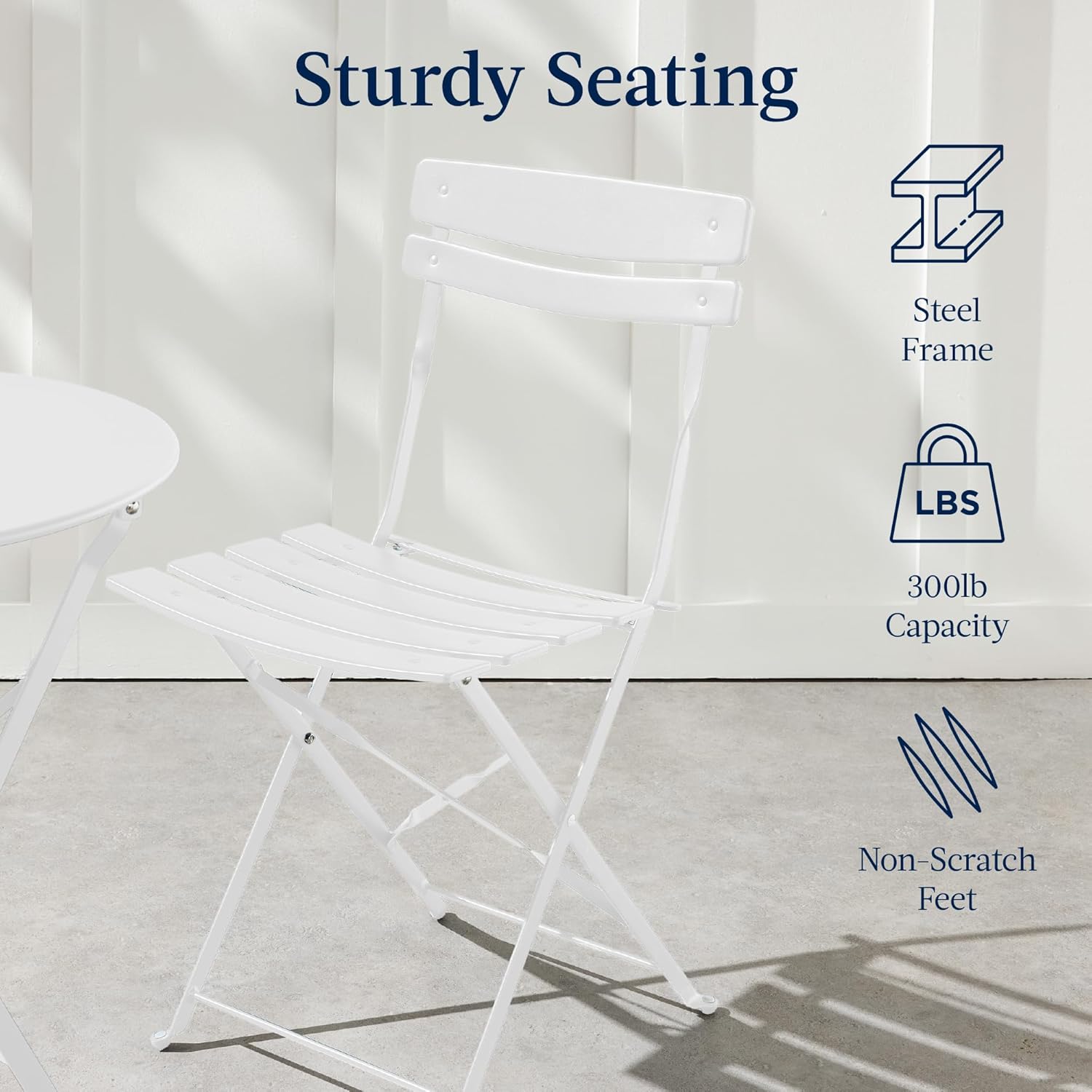 Arteva Living:  3-Piece Bistro Set, Space Saving Folding Design, Solid Steel, Outdoor Patio Furniture Set w/ 2 Chairs, Bistro Table - Sage