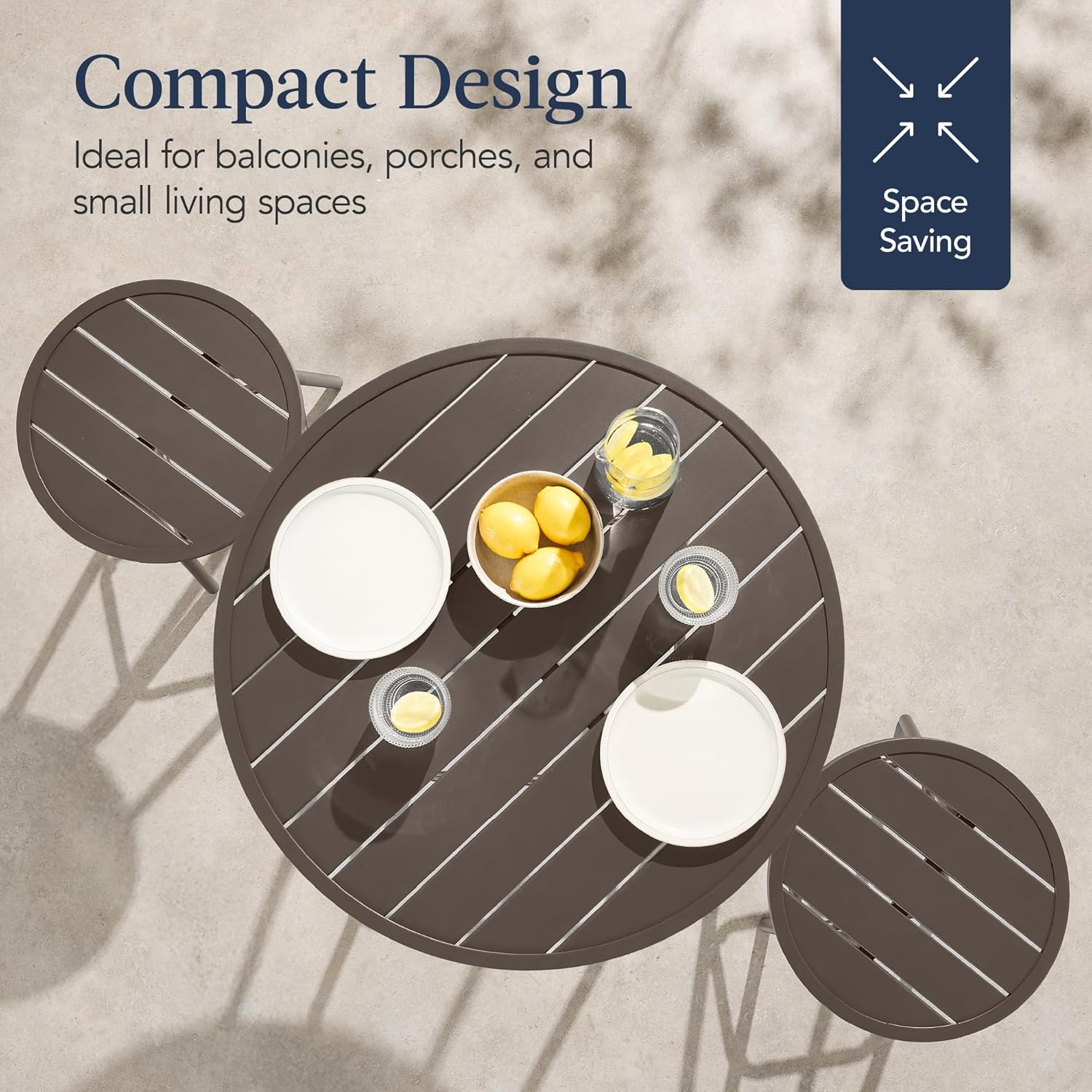 Arteva Living:  3-Piece Patio Dining Set, Bar Height, Outdoor Bistro Set, Outdoor Round Bar Table w/ 2 Bar Stools, Steel - Peacock Blue