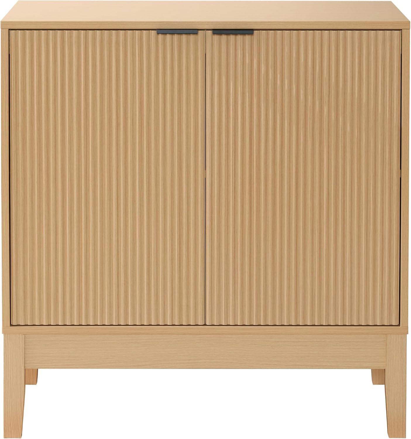 Arteva Living:  4-Door Large Reeded Storage Cabinet, Buffet Sideboard, Media Cabinet, Cupboard, Accent Console Table w/Adjustable Shelves – Natural