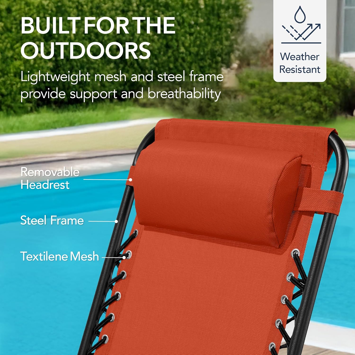 Arteva Living:  Outdoor Folding Rocking Chair, Zero Gravity Lounge Chair, Patio Rocker w/Headrest Pillow - Peacock Blue