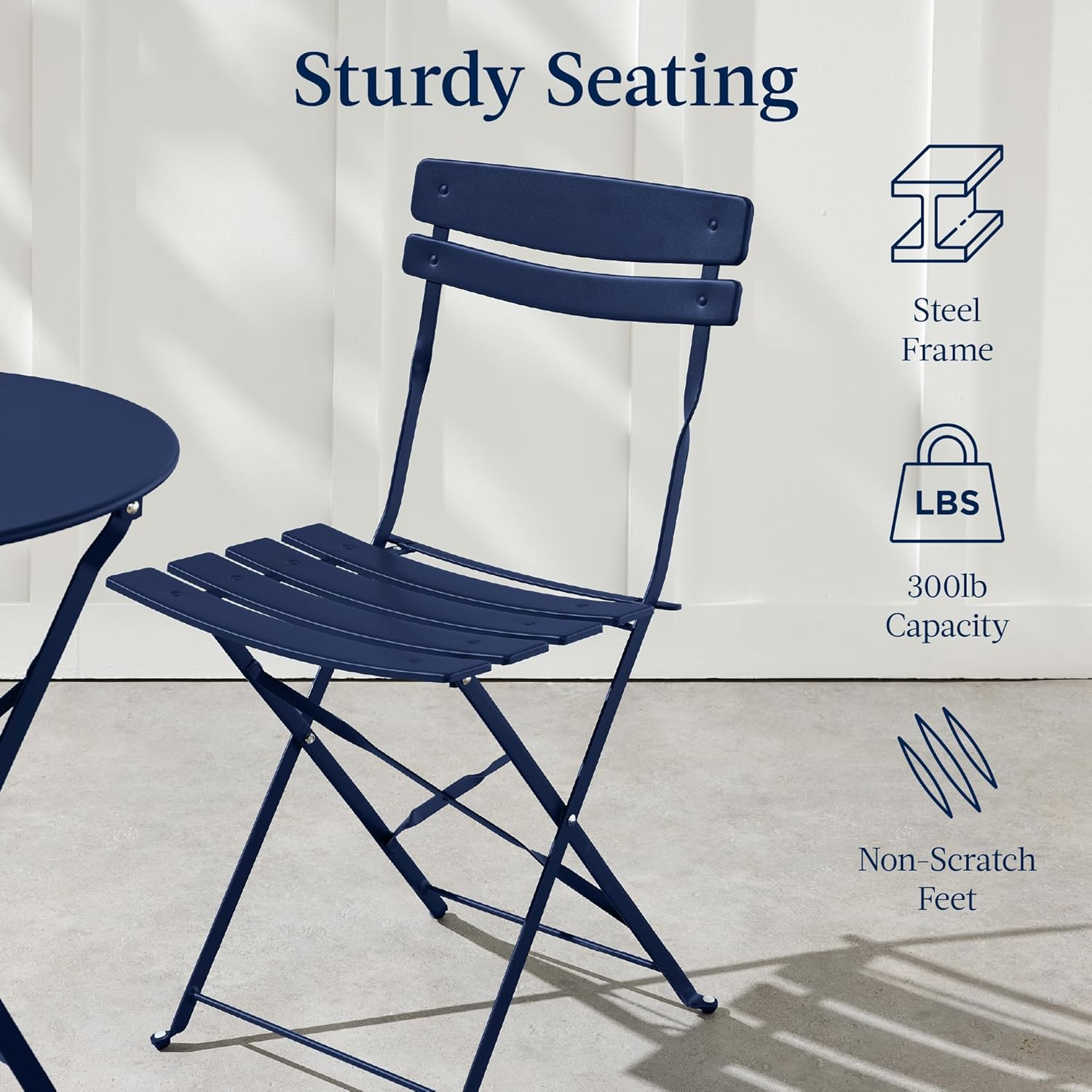 Arteva Living:  3-Piece Bistro Set, Space Saving Folding Design, Solid Steel, Outdoor Patio Furniture Set w/ 2 Chairs, Bistro Table - Sage