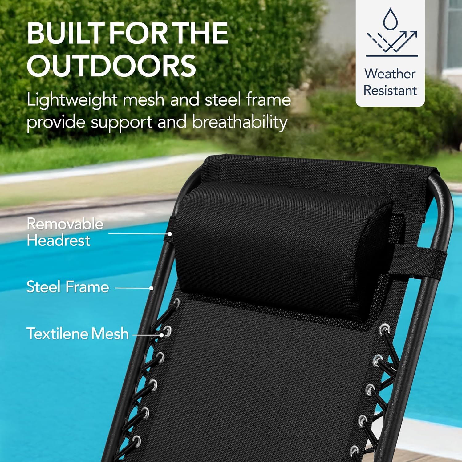 Arteva Living:  Outdoor Folding Rocking Chair, Zero Gravity Lounge Chair, Patio Rocker w/Headrest Pillow - Peacock Blue