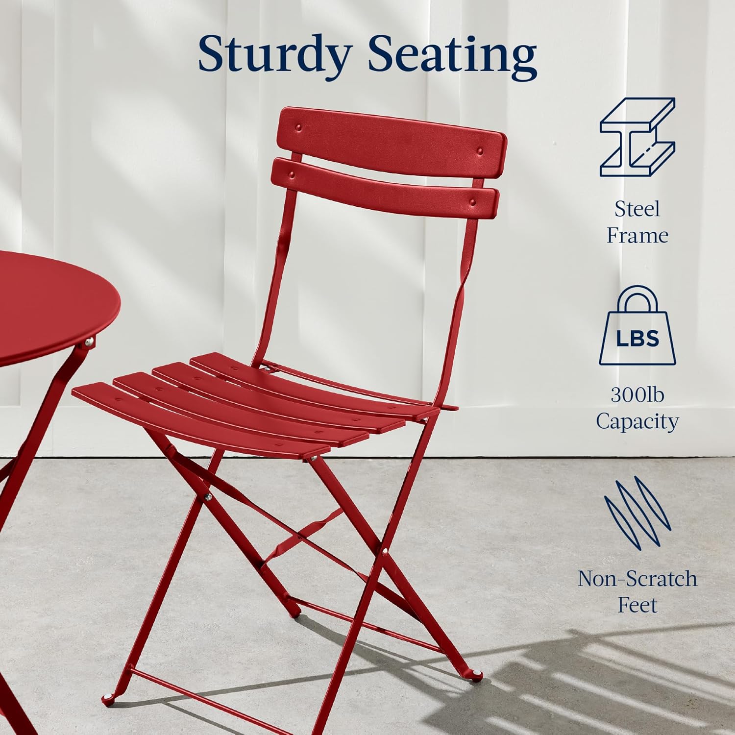Arteva Living:  3-Piece Bistro Set, Space Saving Folding Design, Solid Steel, Outdoor Patio Furniture Set w/ 2 Chairs, Bistro Table - Sage