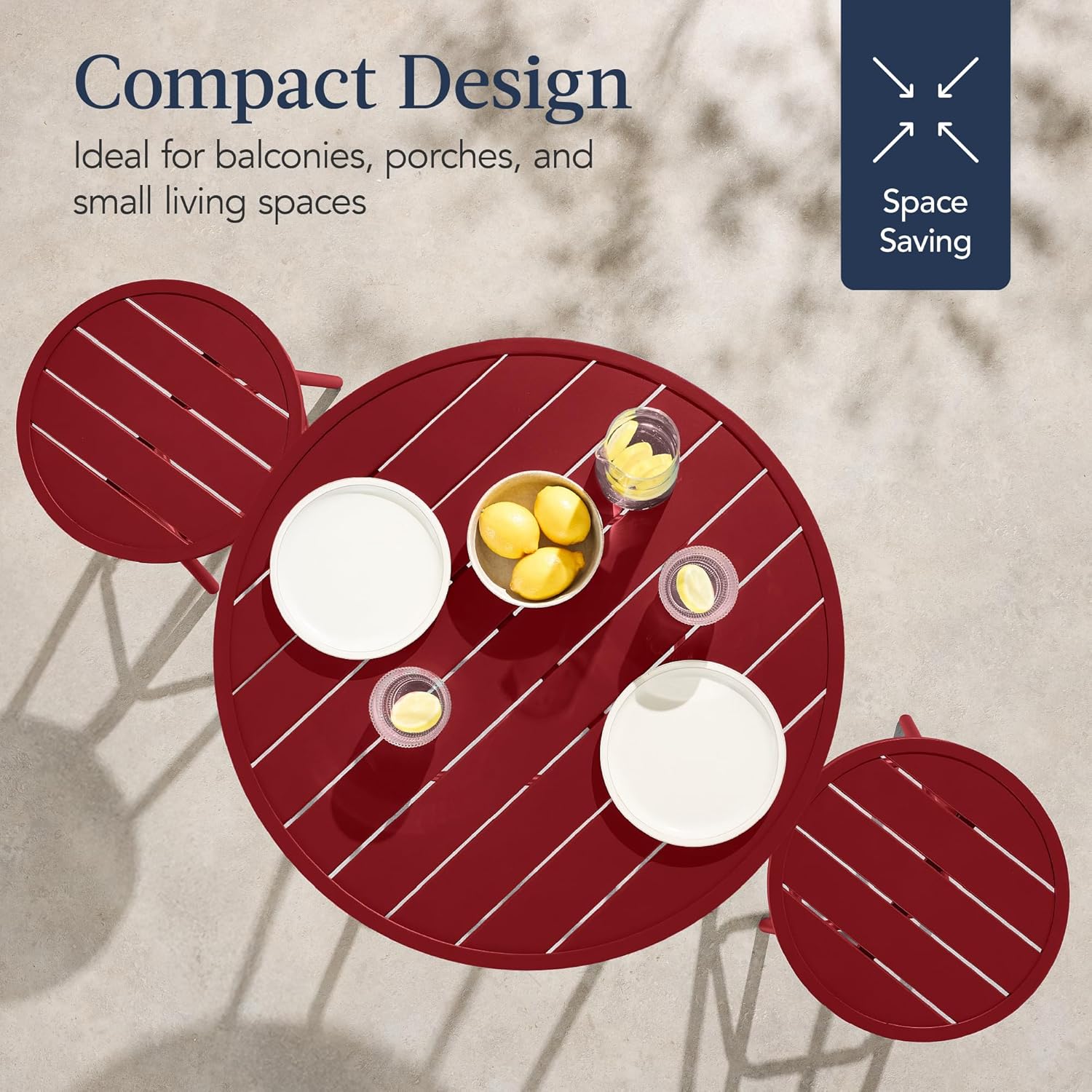 Arteva Living:  3-Piece Patio Dining Set, Bar Height, Outdoor Bistro Set, Outdoor Round Bar Table w/ 2 Bar Stools, Steel - Peacock Blue