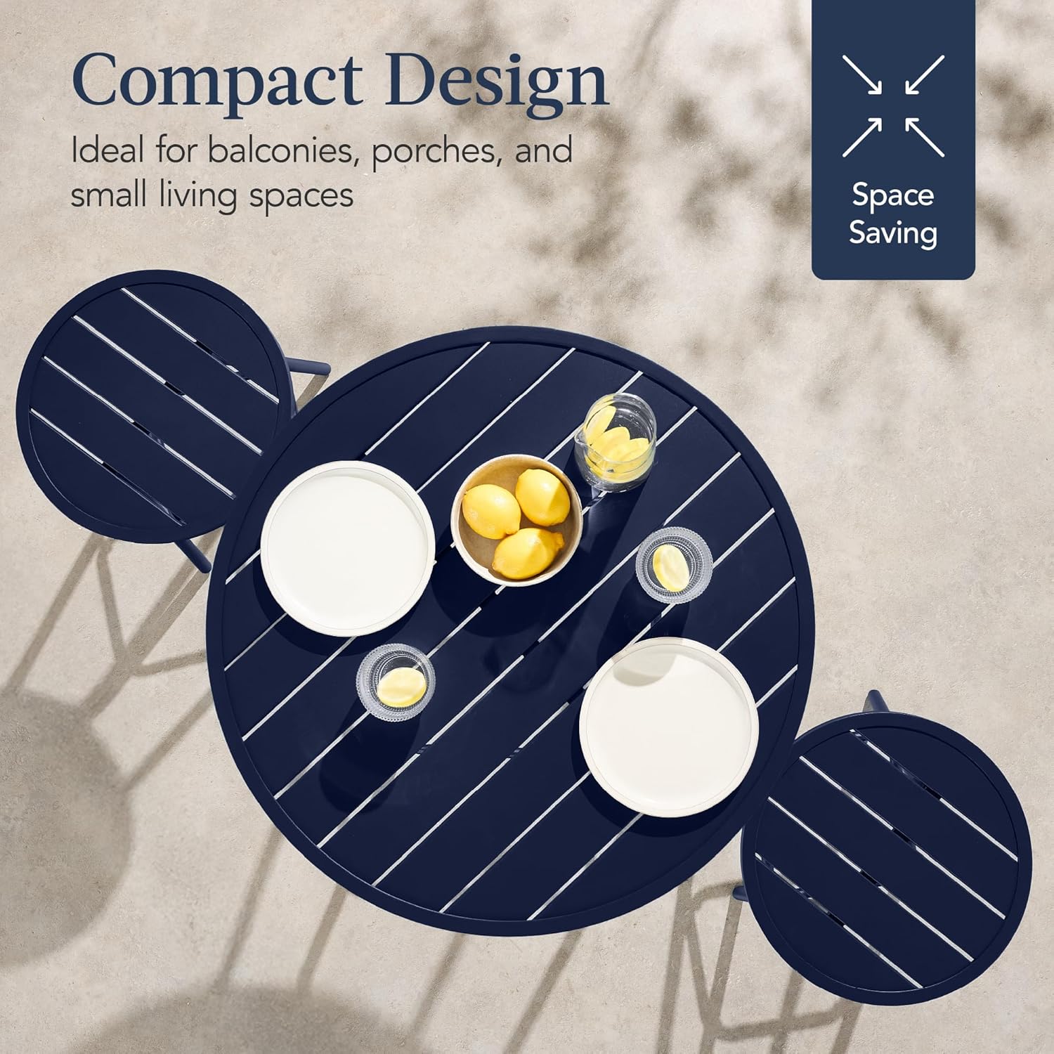 Arteva Living:  3-Piece Patio Dining Set, Bar Height, Outdoor Bistro Set, Outdoor Round Bar Table w/ 2 Bar Stools, Steel - Peacock Blue