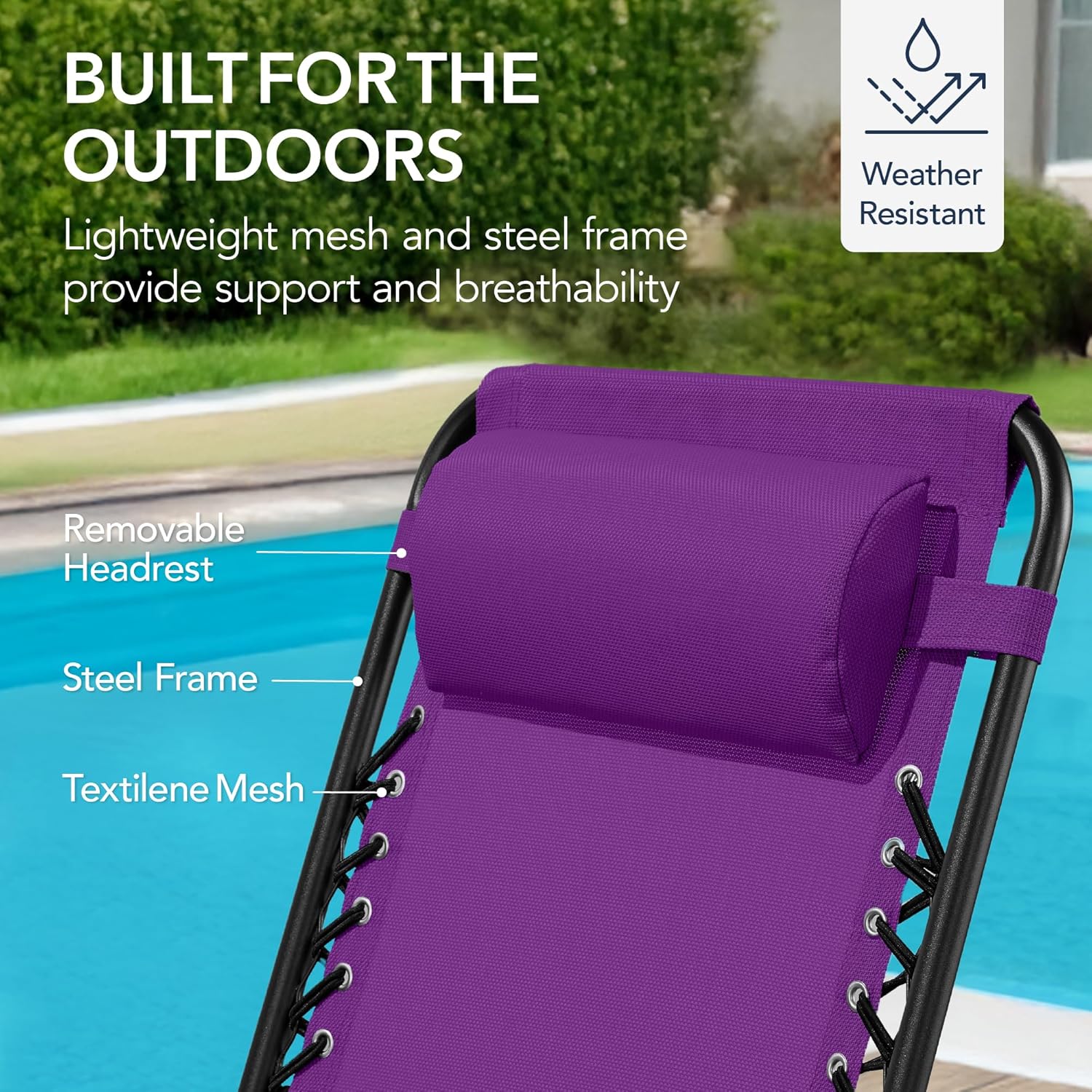 Arteva Living:  Outdoor Folding Rocking Chair, Zero Gravity Lounge Chair, Patio Rocker w/Headrest Pillow - Peacock Blue