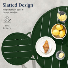 Arteva Living:  3-Piece Patio Dining Set, Bar Height, Outdoor Bistro Set, Outdoor Round Bar Table w/ 2 Bar Stools, Steel - Peacock Blue