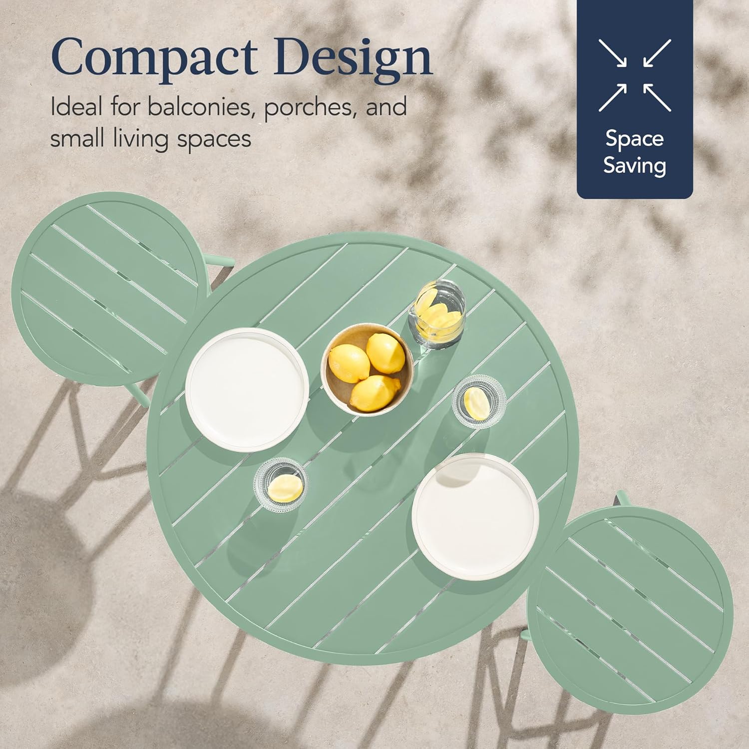 Arteva Living:  3-Piece Patio Dining Set, Bar Height, Outdoor Bistro Set, Outdoor Round Bar Table w/ 2 Bar Stools, Steel - Peacock Blue
