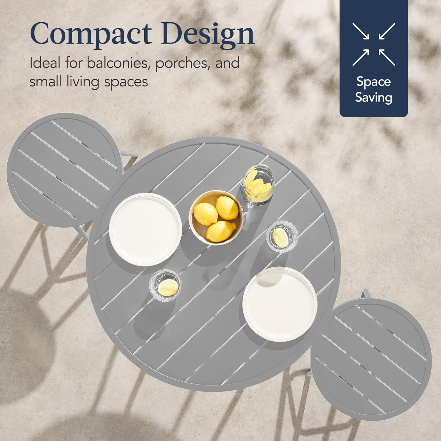 Arteva Living:  3-Piece Patio Dining Set, Bar Height, Outdoor Bistro Set, Outdoor Round Bar Table w/ 2 Bar Stools, Steel - Peacock Blue