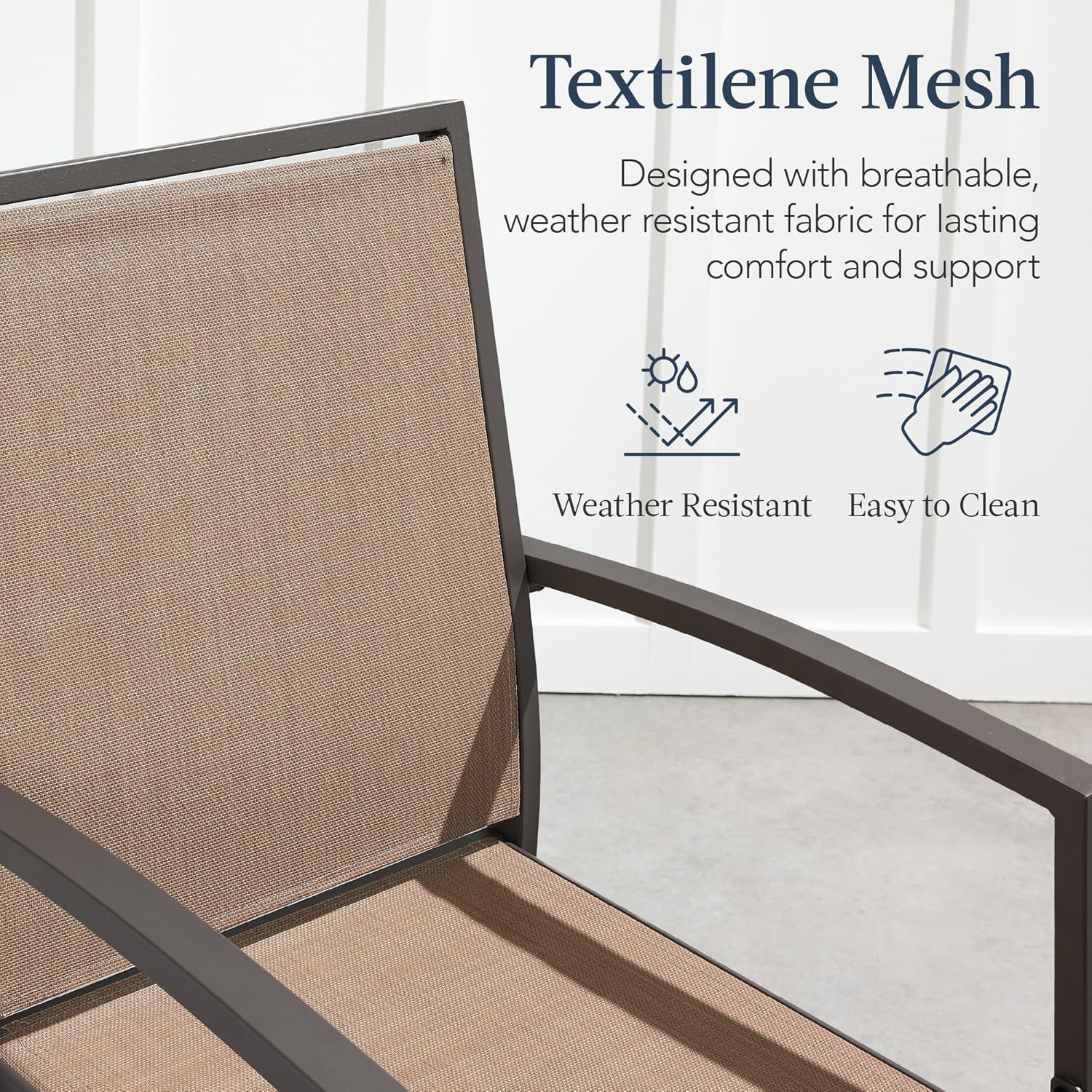 Arteva Living:  Outdoor Bar Stools Set of 2, Bar Height, Patio Furniture, All Weather Mesh Design w/Armrest - Black/Navy