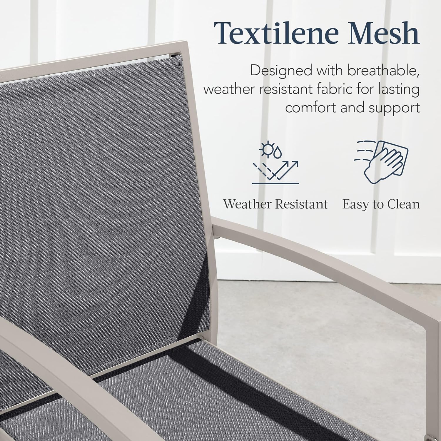 Arteva Living:  Outdoor Bar Stools Set of 2, Bar Height, Patio Furniture, All Weather Mesh Design w/Armrest - Black/Navy
