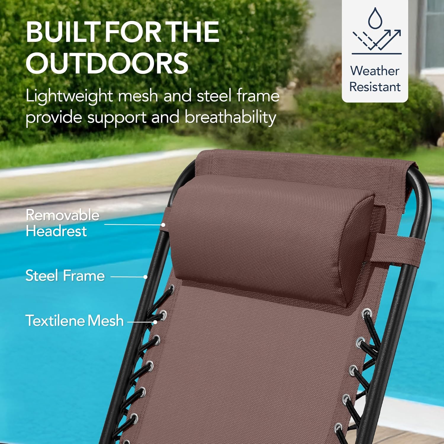 Arteva Living:  Outdoor Folding Rocking Chair, Zero Gravity Lounge Chair, Patio Rocker w/Headrest Pillow - Peacock Blue
