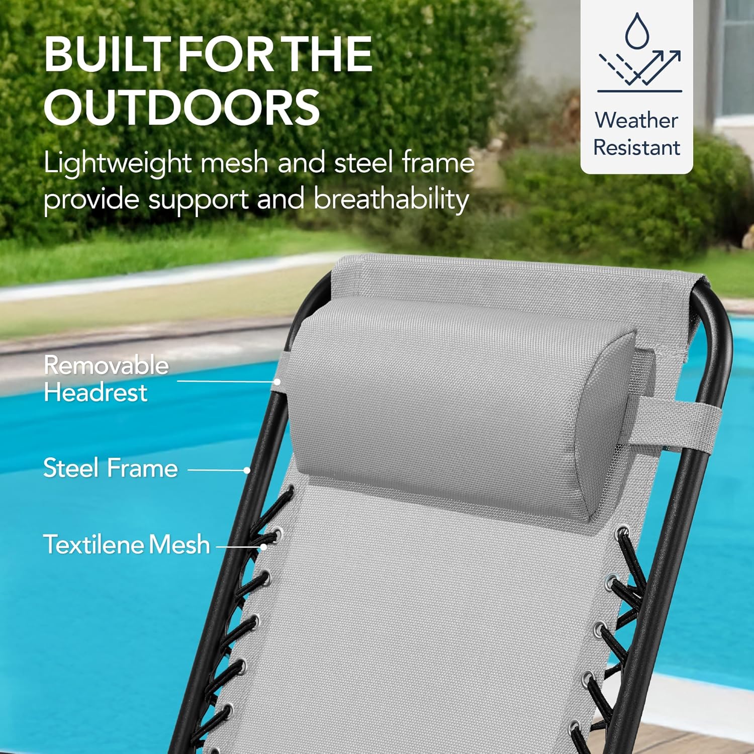 Arteva Living:  Outdoor Folding Rocking Chair, Zero Gravity Lounge Chair, Patio Rocker w/Headrest Pillow - Peacock Blue